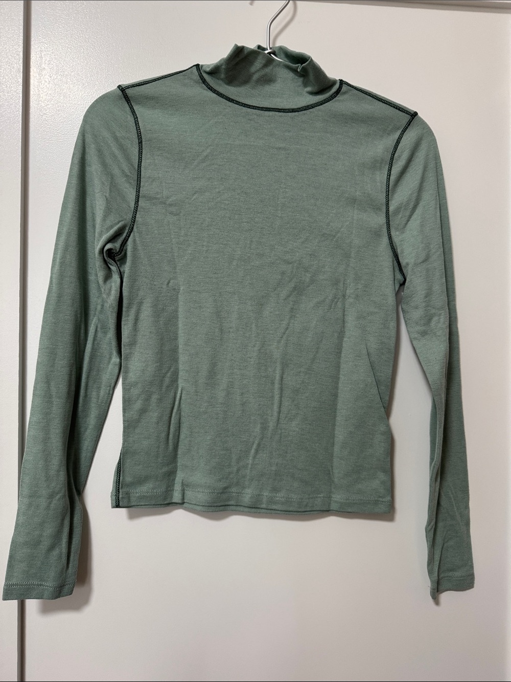Madewell Long-Sleeve Mock Neck Top in Sage